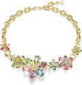 Swarovski Idyllia Necklace, Mixed cuts, Flower, Multicolored, Gold-Tone Finish