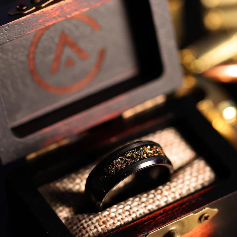 Reclaimed Bullet Shell Wedding Ring: Brass, Copper, Steel & Tungsten Band