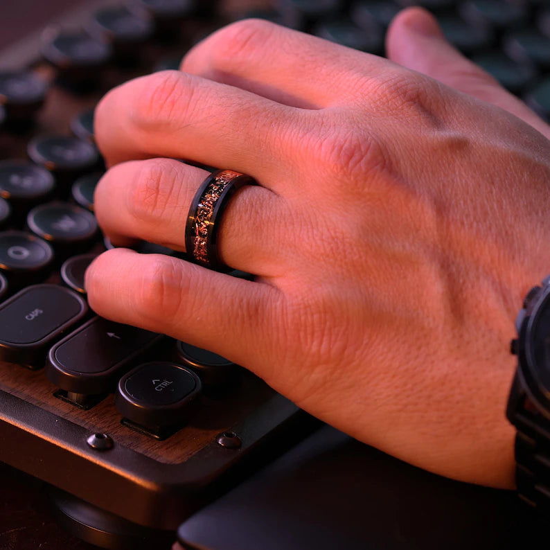 Reclaimed Bullet Shell Wedding Ring: Brass, Copper, Steel & Tungsten Band